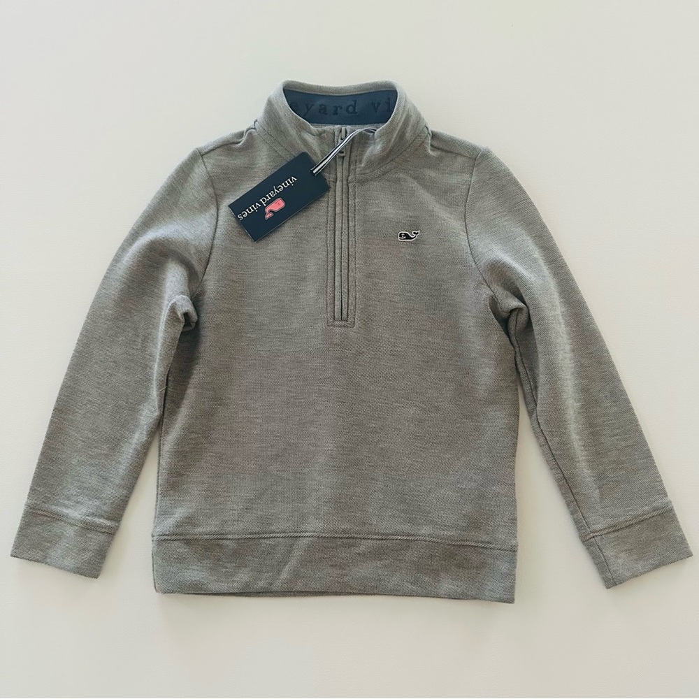 Vineyard Vines Boys 5 Whale Quarter Zip Pullover Sweatshirt Pima Cotton NWT